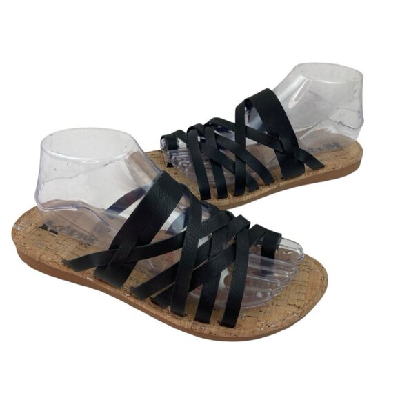 *Korks Khell Sandals Womens 8 Black Leather Strappy Slip On Flat Summer Comfort - Picture 4 of 12